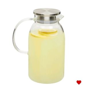 68oz Transparent Glass Beverage Pitcher with Stainless Lid